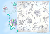1950s Vintage Vogart Embroidery Transfer 249 Orchids & Bluebird Pillowcases ORIG