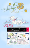 1950s Uncut Vogart Embroidery Transfer 257 Kittens & Mums Floral Pillowcases