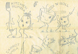 1950s Vintage Vogart Embroidery Transfer 260 Uncut Cute Vita-Ball Tea Towels