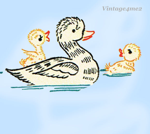 1950s Vintage Vogart Embroidery Transfer 296 Uncut Ugly Ducking Fairytale RARE