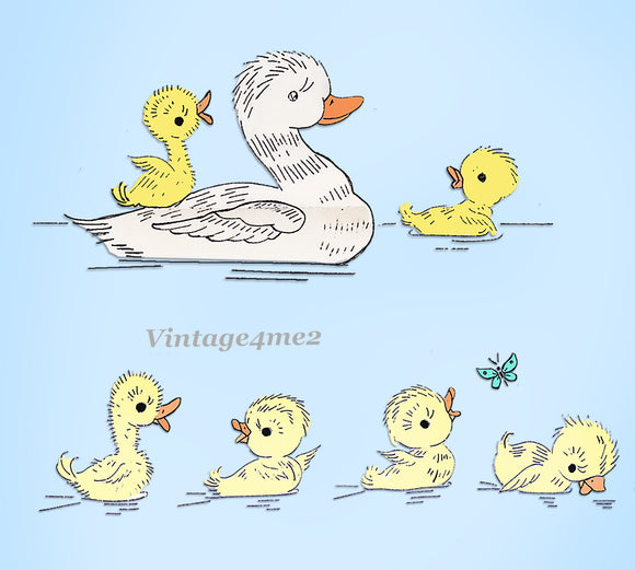 1950s Vintage Vogart Embroidery Transfer 296 Uncut Ugly Ducking Fairytale RARE