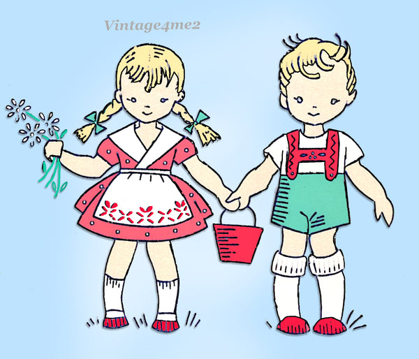 1950s Vintage Vogart Embroidery Transfer 297 Uncut Hansel & Gretel Fairytale Motifs