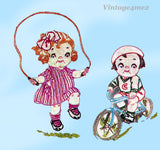1960s Vintage Vogart Embroidery Transfer 4102 Uncut Campbell Kids at Play Motifs