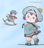 1960s Vintage Vogart Embroidery Transfer 4106 Uncut Campbell Kids at Play Motifs