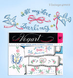 1950s Vintage Vogart Embroidery Transfer 602 Uncut Dainty Floral Pillowcases