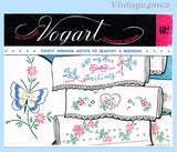 1950s Vintage Vogart Embroidery Transfer 602 Uncut Dainty Floral Pillowcases