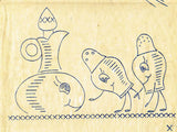 1950s Vintage Vogart Embroidery Transfer 608 Anthro Dishes & Maid and Chef Tea Towels