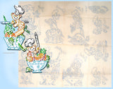 1950s Vintage Vogart Embroidery Transfer 645 Uncut Little Bear Chef Tea Towel Set
