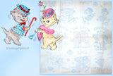 1950s Vintage Vogart Embroidery Transfer 673 Uncut Honeymoon Kitten Tea Towels