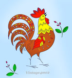 1960s Vintage Vogart Embroidery Transfer 699 Cute Uncut DOW Rooster Tea Towels