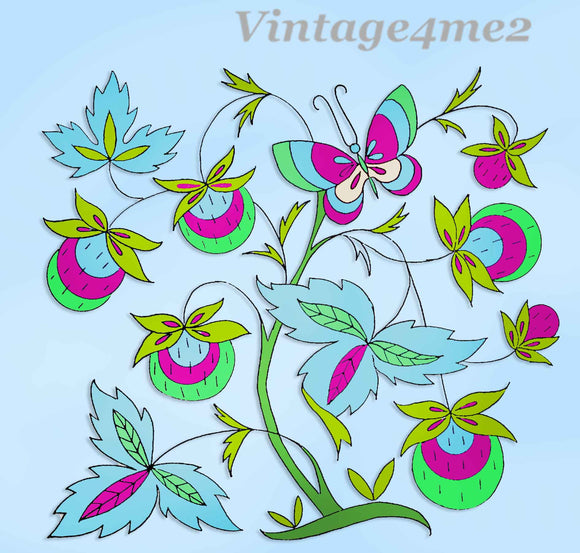 1960s Vintage Jacboean Crewel Motifs Uncut Vogart Embroidery Transfer 9001-C