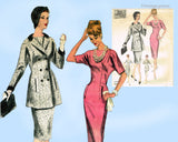Vogue Couturier 198: 1950s Misses Dress & Peplum Jacket 34B Vintage Sewing Pattern