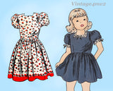 1940s Vintage Vogue Sewing Pattern 2297 Uncut Toddler Girls WWII Dress Sz 4