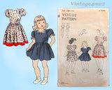 1940s Vintage Vogue Sewing Pattern 2297 Uncut Toddler Girls WWII Dress Sz 4