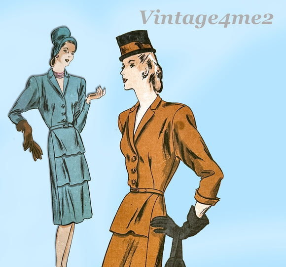 Vogue Couturier 236: 1940s Uncut WWII Designer Dress 34B Vintage Sewing Pattern