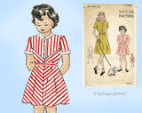 Vogue 2409: 1940s Sweet Post WWII Toddler Girls Dress Sz6 Vintage Sewing Pattern