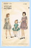 1950s Vintage Vogue Sewing Pattern 2554 Sweet Toddler Girls Tucked Dress Size 6