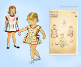 1950s Vintage Vogue Sewing Pattern 2583 Cute Uncut Baby Girls Play Apron Size 2