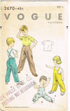 1950s Vintage Vogue Sewing Pattern 2670 Uncut Toddler's Play Clothes Set Size 5