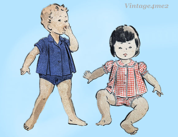 Vogue 2702: 1950s Baby's Shirt & Diaper Cover Sz Small Vintage Sewing Pattern