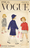 Vogue 2758: 1950s Charming Uncut Little Girls Suit Size 8 Vintage Sewing Pattern