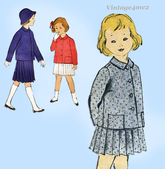 Vogue 2758: 1950s Charming Uncut Little Girls Suit Size 8 Vintage Sewing Pattern