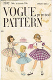 1950s Vintage Vogue Sewing Pattern 2832 Cute Toddler Girls Dress & Topper Size 3