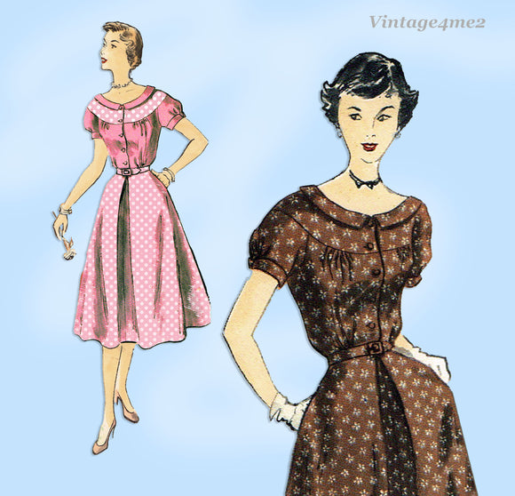 Vogue 3401: 1950s Lovely Misses Day Dress Size 33 Bust Vintage Sewing Pattern