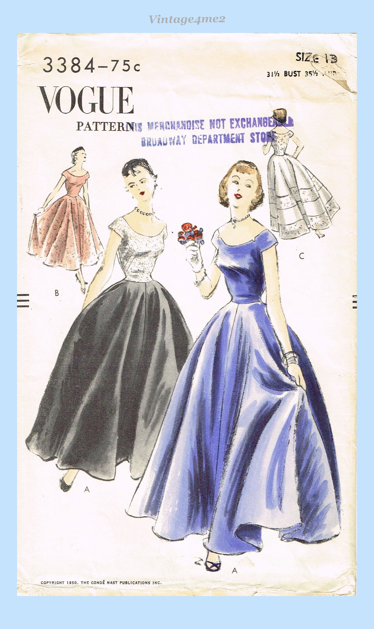 vogue vintage dress patterns 2401 Retro 1952 Sewing Pattern Vogue 7966: 1950s Uncut Misses