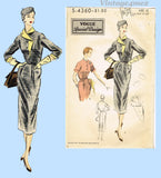 Vogue Special Design 4360: 1950s Uncut Street Dress Sz 30 B Vintage Sewing Pattern