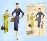Vogue 4649: 1950s Stunning Uncut Misses Dress Sz 32 B Vintage Sewing Pattern