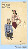 Vogue 5020: 1940s Charming WWII Misses Blouse Size 30 B Vintage Sewing Pattern