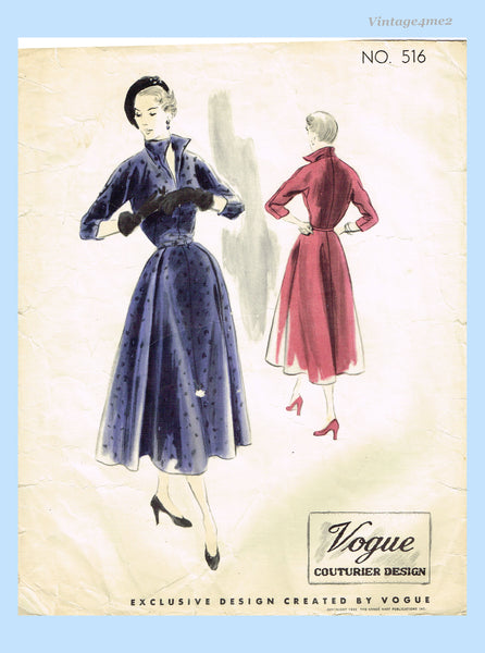 Vogue Couturier 516: 1950s Designer Dress 36 B Vintage Sewing Pattern Vintage4me2 Vogue Couturier 516: 1950s Designer Dress 36 B Vintage Sewing Pattern Vintage4me2
