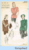 Vogue 5200: 1940s Misses Boxy Coat or Jacket Sz 32B Vintage Sewing Pattern