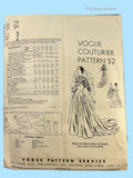 Vogue Couturier 545: 1940s Rare Misses Wedding Dress 34 B Vintage Sewing Pattern