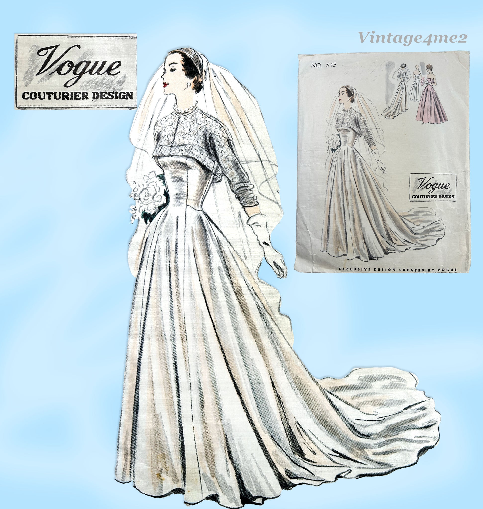 Vogue Couturier 545: 1940s Rare Misses Wedding Dress 34 B Vintage Sewi – Vintage4me2 Vogue Couturier 545: 1940s Rare Misses Wedding Dress 34 B Vintage Sewi – Vintage4me2