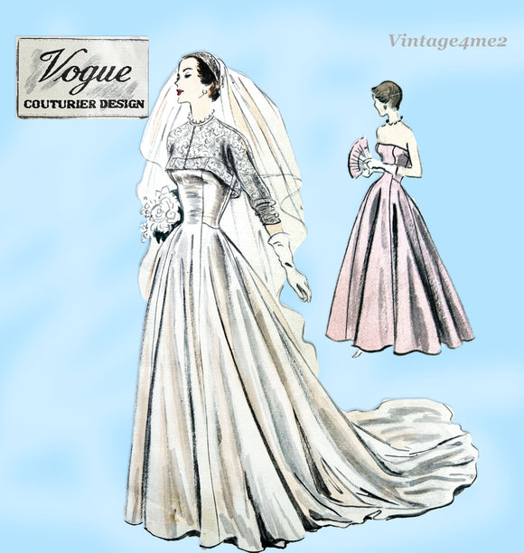Vogue Couturier 545: 1940s Rare Misses Wedding Dress 34 B Vintage Sewing Pattern