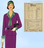 1930s Vintage Vogue Sewing Pattern 5629 Rare Misses Suit or 2 PC Dress Sz 34 B