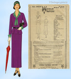 1930s Vintage Vogue Sewing Pattern 5629 Rare Misses Suit or 2 PC Dress Sz 34 B
