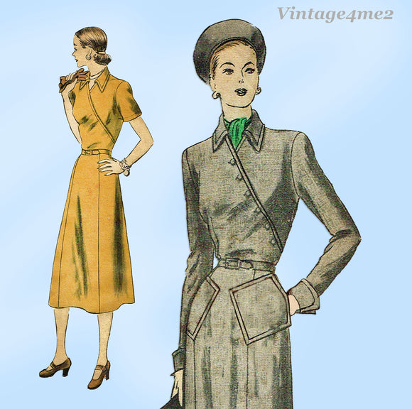 Vogue 6174: 1940s Uncut Misses Surplice Dress Sz 32 B Vintage Sewing Pattern