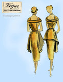Vogue Couturier 626: 1950s Misses Cocktail Dress Sz 36 B Vintage Sewing Pattern
