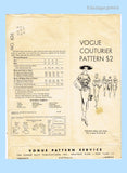 Vogue Couturier 626: 1950s Misses Cocktail Dress Sz 36 B Vintage Sewing Pattern