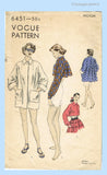 Vogue 6451: 1940s Charming Misses Swingback Jacket Sz MED Vintage Sewing Pattern