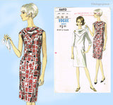 Vogue 6693: 1960s Uncut Misses Mid Mod Dress Sz 36 Bust Vintage Sewing Pattern