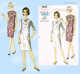 Vogue 6693: 1960s Uncut Misses Mid Mod Dress Sz 36 Bust Vintage Sewing Pattern