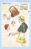 Vogue 6831: 1950s Stunning Misses Hat and Purse Set 21.5in Vintage Sewing Pattern