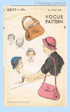 Vogue 6831: 1950s Stunning Misses Hat and Purse Set 22in Vintage Sewing Pattern