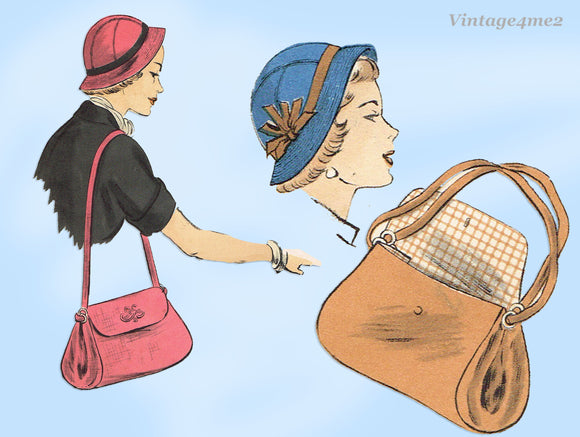 Vogue 6831: 1950s Stunning Misses Hat and Purse Set 22in Vintage Sewing Pattern