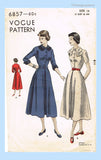 Vogue 6857: 1940s Stunning Uncut Misses Dress Sz 32 B Vintage Sewing Pattern
