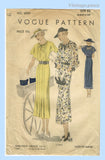 Vogue 6999: 1930s Chic Misses Street Dress Sz 38 Bust Vintage Sewing Pattern